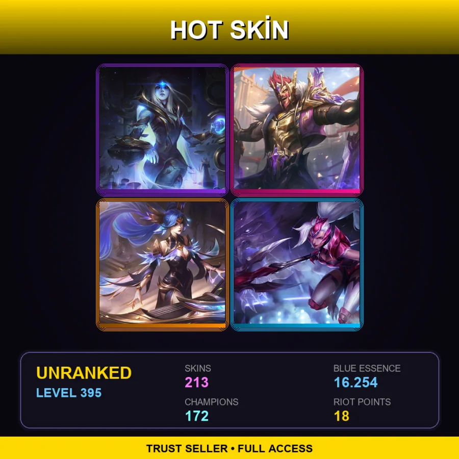 VN | Lv395 | Unranked | 213 Skin | 172 Champ