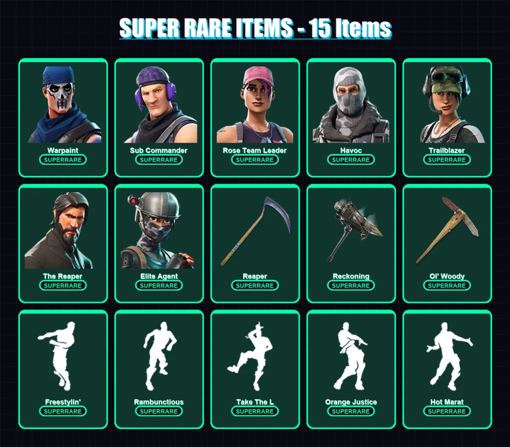 [PC/XBOX/PSN] | Warpaint | Sub Commander | Rose Team Leader | Havoc | Trailblazer | 145 skin | 89 pickaxe | 130 emote | 86 glider | Lv1004 — Fortnite account