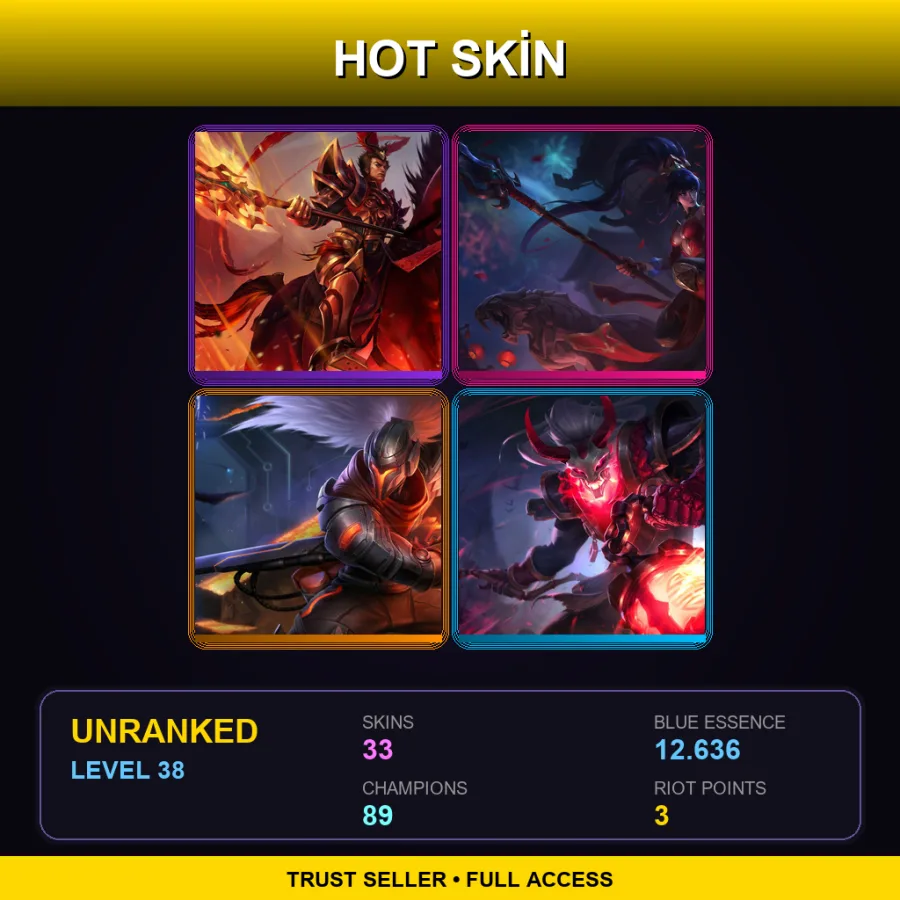 EUW | Lv38 | Unranked | 33 Skin | 89 Champ
