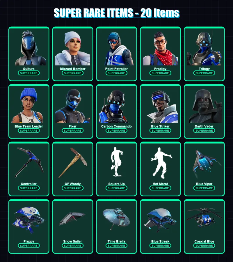 [PS4/PS5/XBOX/PC] | Sultura | Blizzard Bomber | Point Patroller | Prodigy | Trilogy | 201 skin | 256 pickaxe | 178 emote | 211 glider | Lv3141