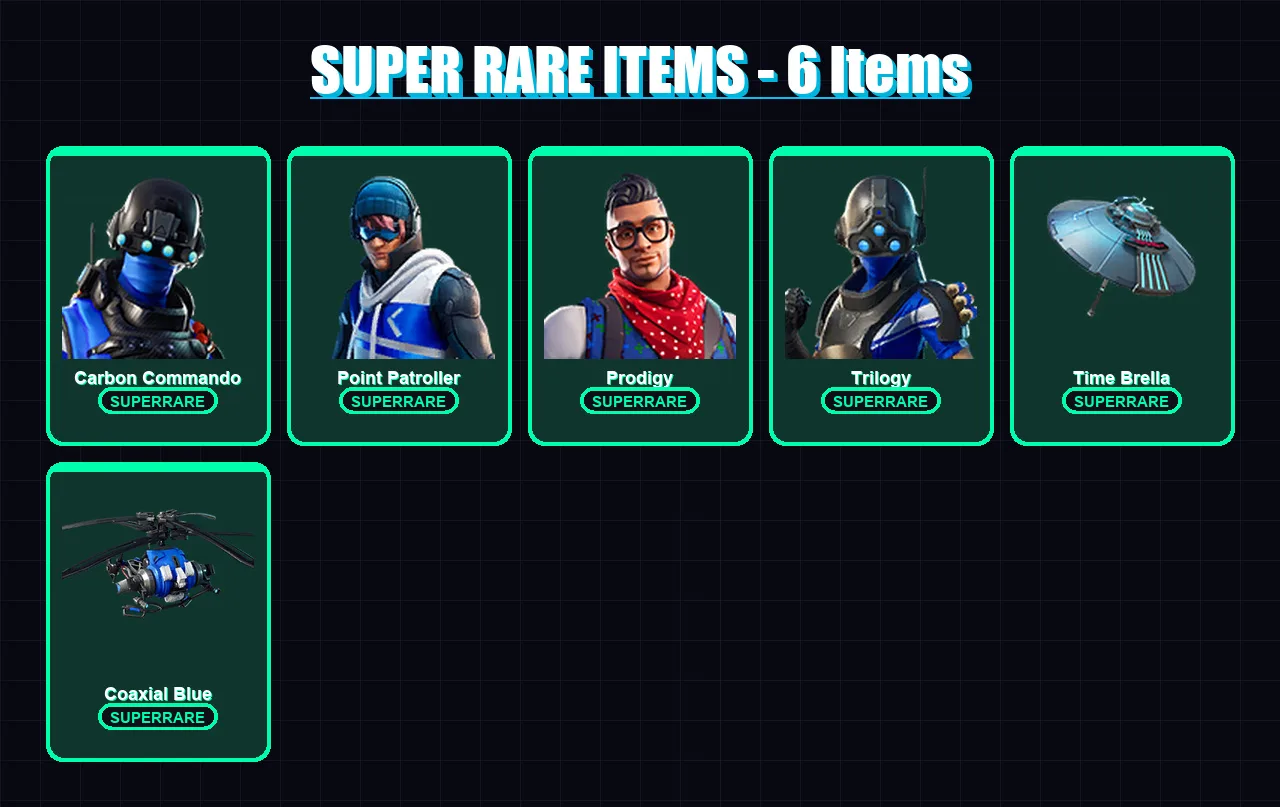 [PS4/PS5/XBOX/PC] | Carbon Commando | Point Patroller | Prodigy | Trilogy | Luxe | 99 skin | 101 pickaxe | 95 emote | 109 glider | Lv1574