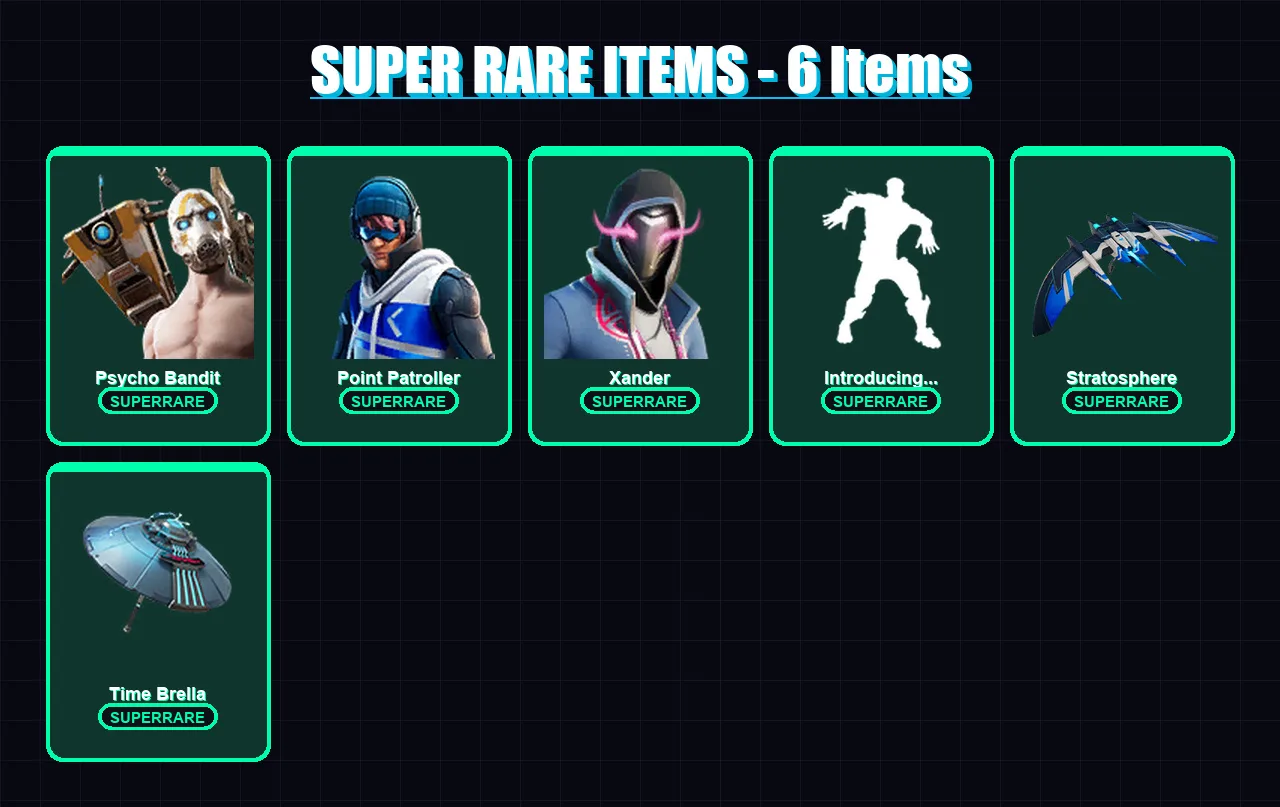 [PC] | Psycho Bandit | Point Patroller | Xander | Mandalorian | Predator | 69 skin | 87 pickaxe | 66 emote | 78 glider | Lv963