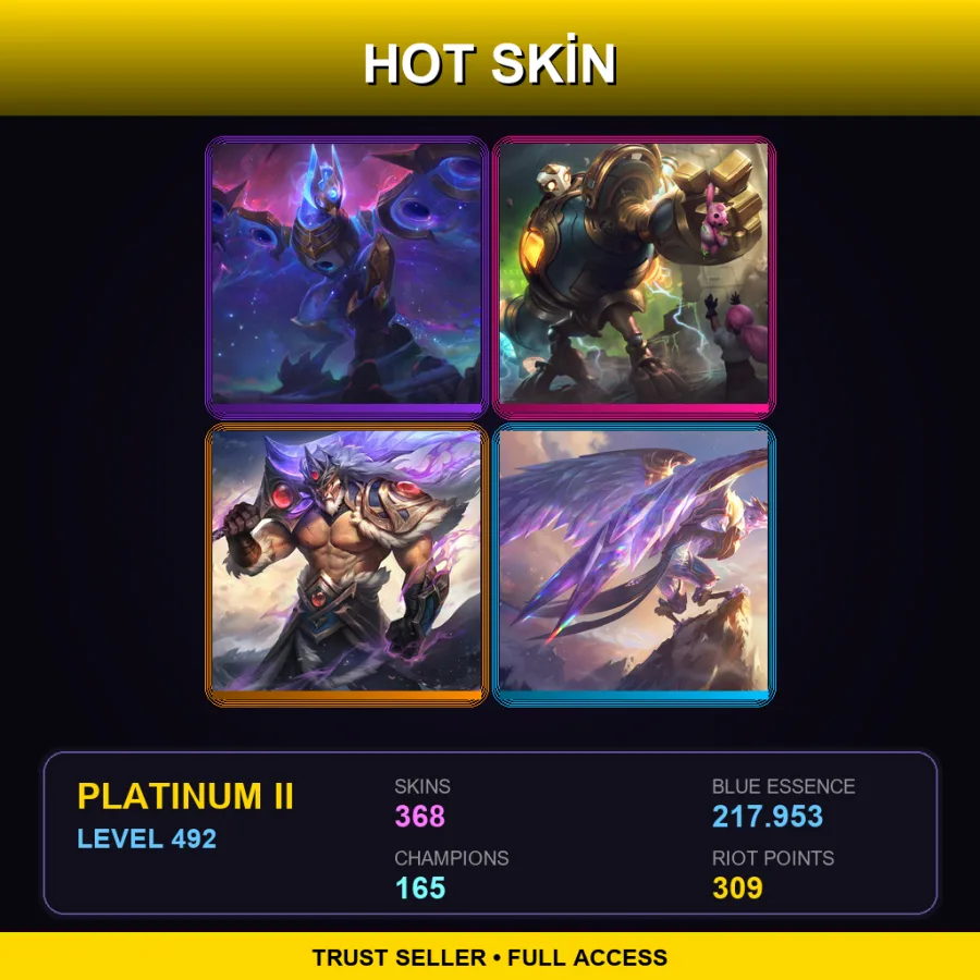 SG | Lv492 | Platinum II | 368 Skin | 165 Champ