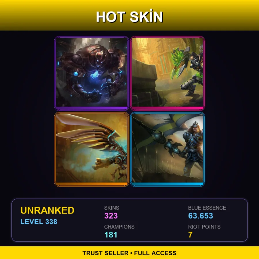 TW | Lv338 | Unranked | 323 Skin | 181 Champ — LoL account
