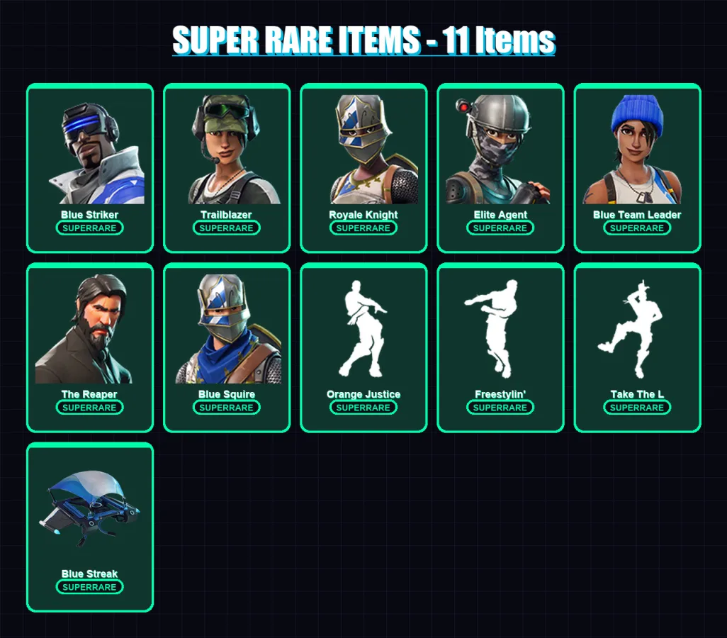 [PC/XBOX] | Blue Striker | Trailblazer | Royale Knight | Elite Agent | Blue Team Leader | 51 skin | 42 pickaxe | 42 emote | 42 glider | Lv586