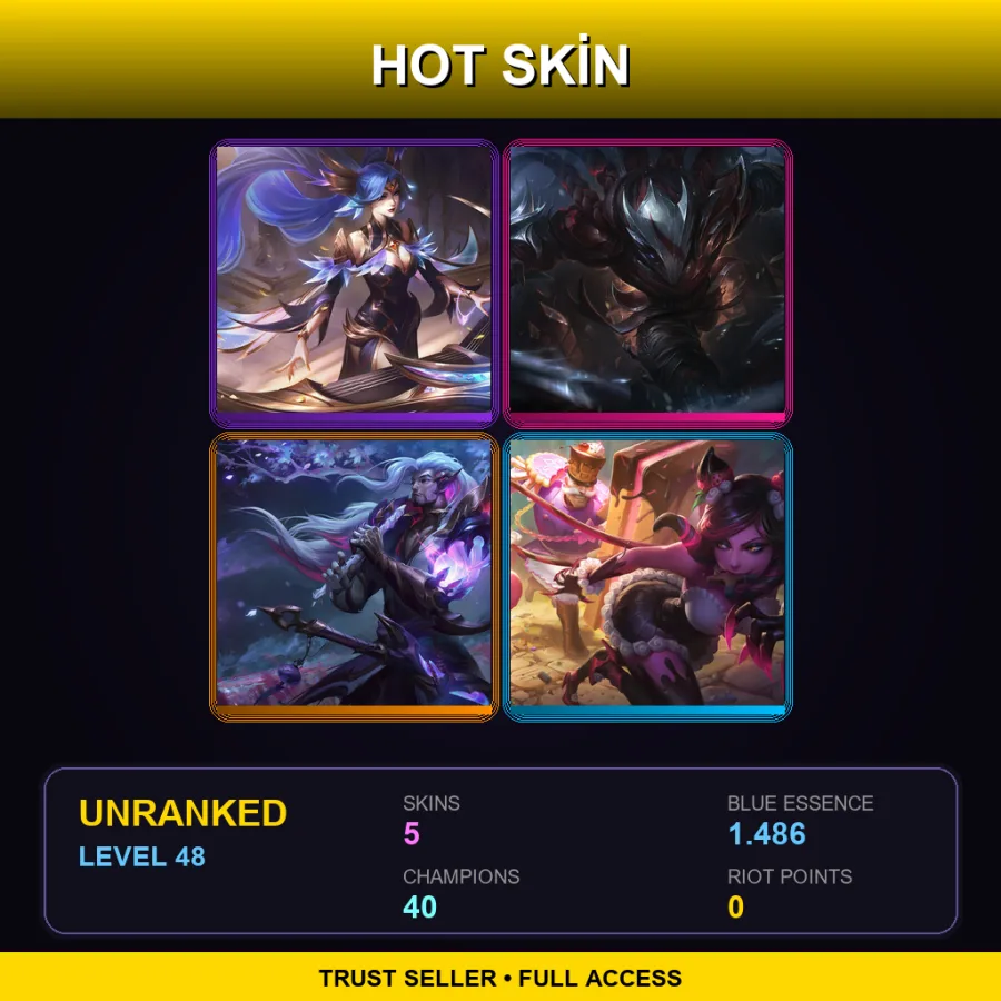 OCE | Lv48 | Unranked | 5 Skin | 40 Champ — LoL account