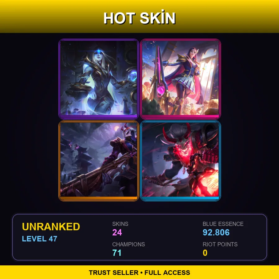 EUW | Lv47 | Unranked | 24 Skin | 71 Champ — LoL account