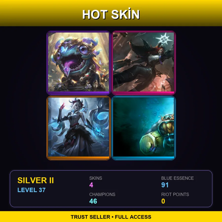 TR | Lv37 | Silver II | 4 Skin | 46 Champ — LoL account