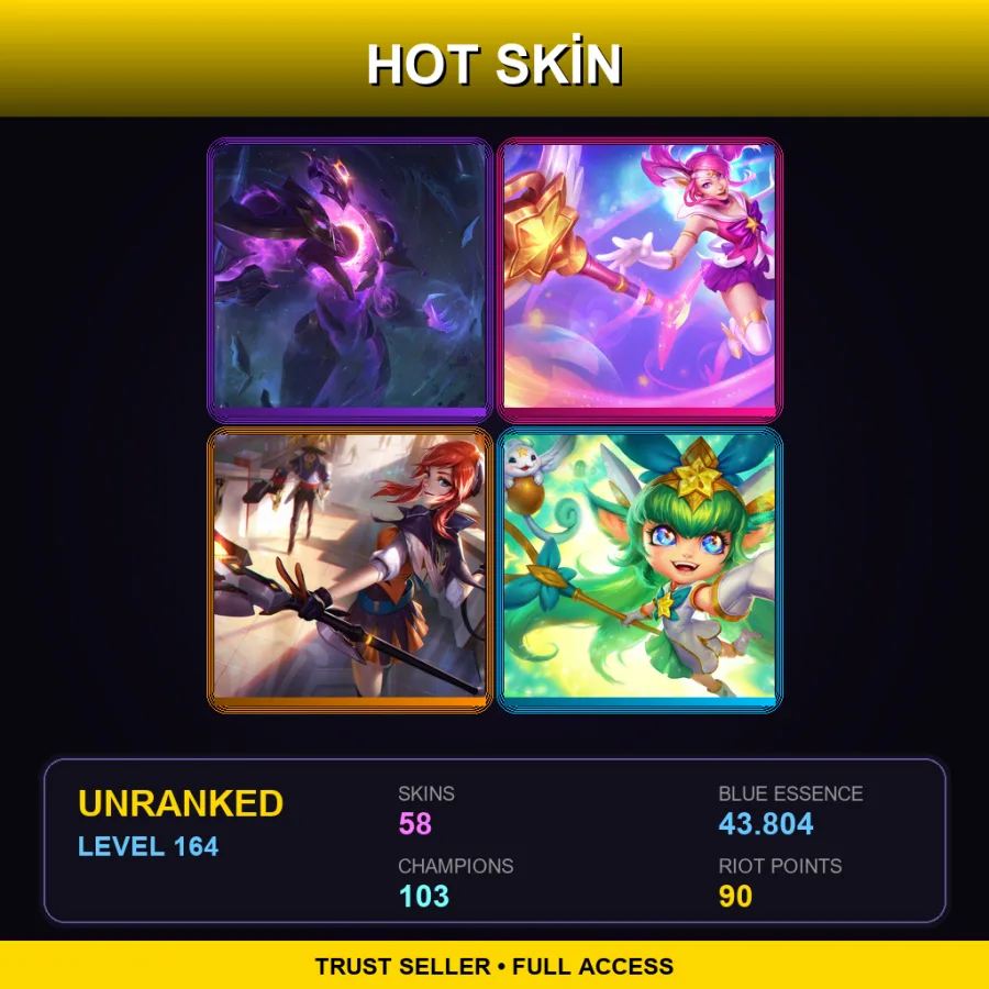 NA | Lv164 | Unranked | 58 Skin | 103 Champ — Coven Morgana