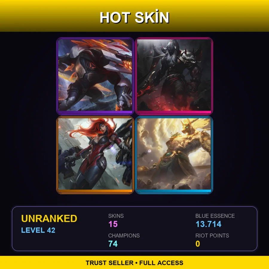 VN | Lv42 | Unranked | 15 Skin | 74 Champ