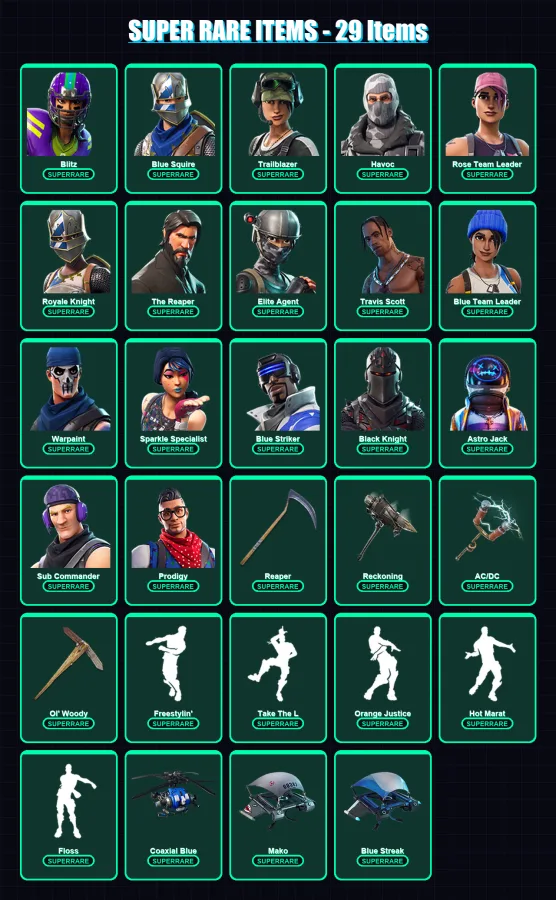 [PC] | Blitz | Blue Squire | Trailblazer | Havoc | Rose Team Leader | 125 skin | 110 pickaxe | 151 emote | 108 glider | Lv1398 — Fortnite account