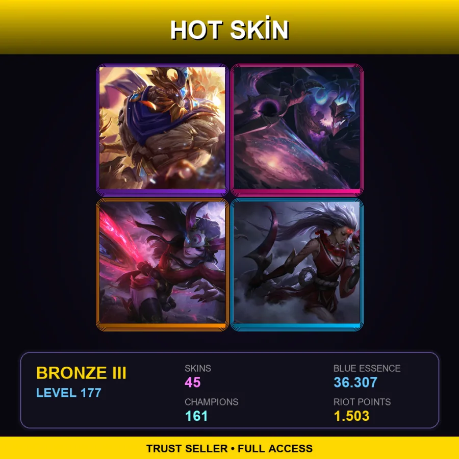 EUW | Lv177 | Bronze III | 45 Skin | 161 Champ