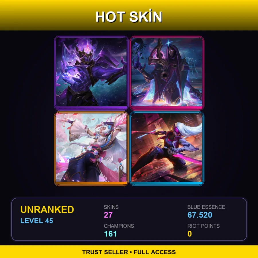 VN | Lv45 | Unranked | 27 Skin | 161 Champ — LoL account