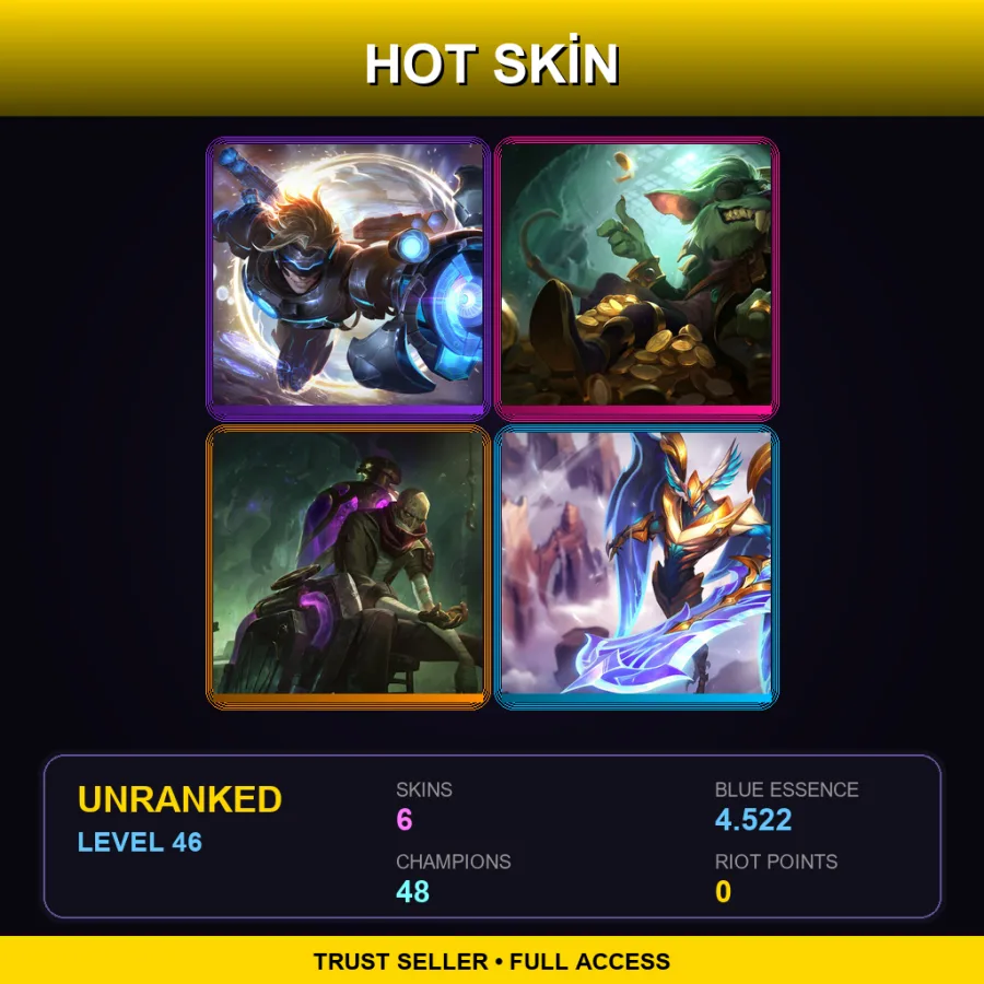 LAS | Lv46 | Unranked | 6 Skin | 48 Champ — LoL account
