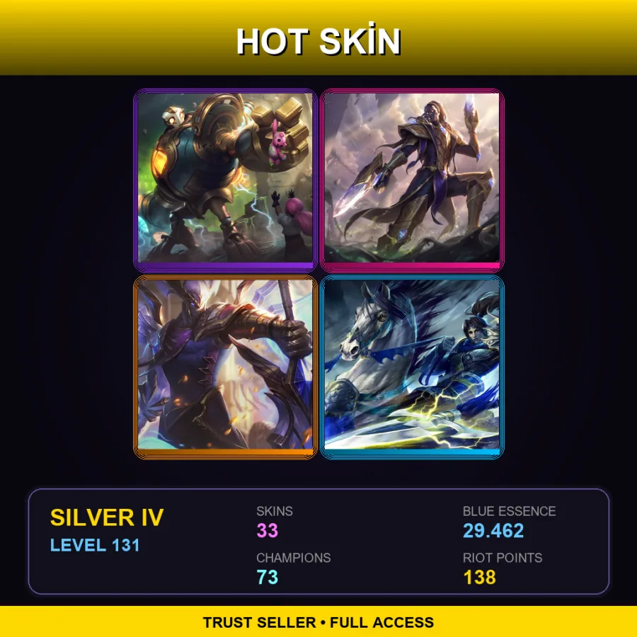 EUW | Lv131 | Silver IV | 33 Skin | 73 Champ