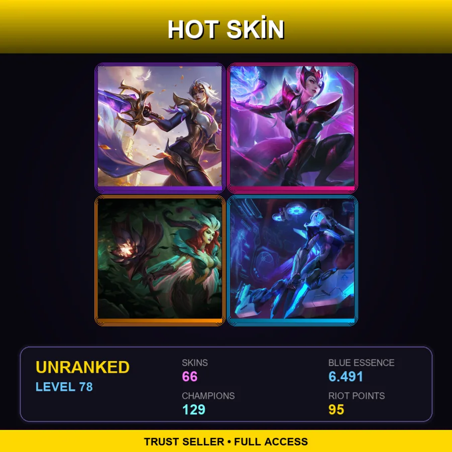 JP | Lv78 | Unranked | 66 Skin | 129 Champ — LoL account