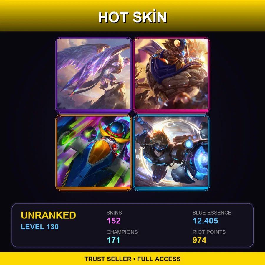 EUW | Lv130 | Unranked | 152 Skin | 171 Champ