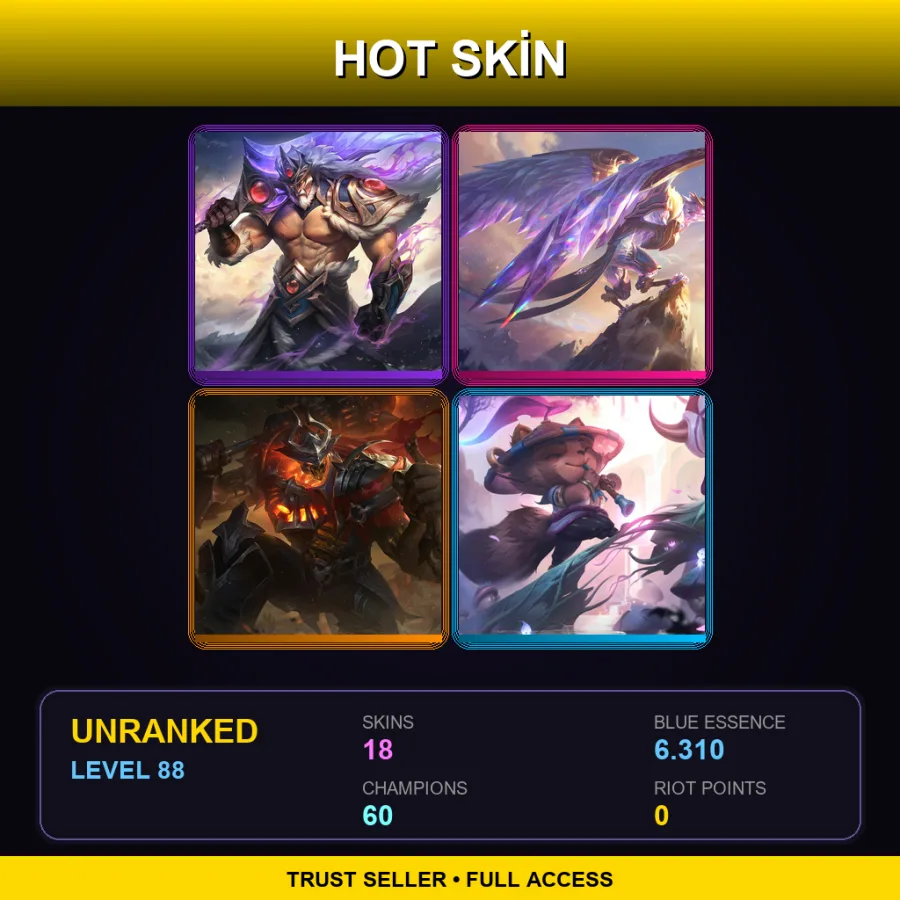 EUNE | Lv88 | Unranked | 18 Skin | 60 Champ — Workshop Shaco