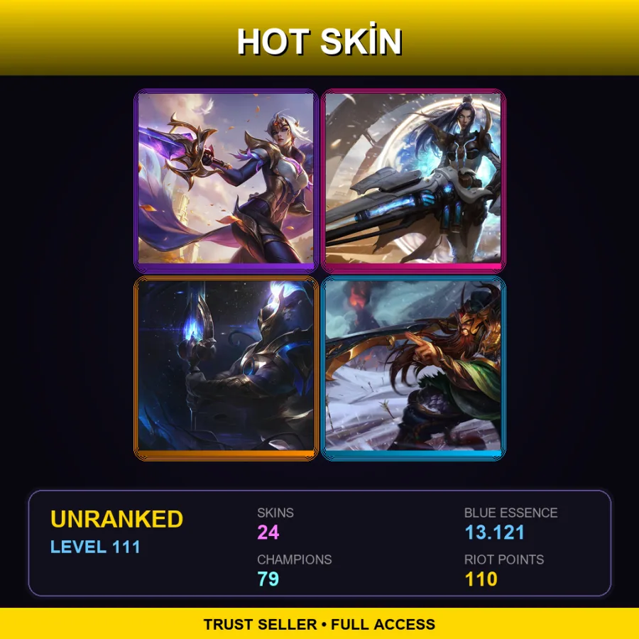LAS | Lv111 | Unranked | 24 Skin | 79 Champ — Three Honors Akshan