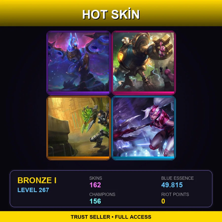 VN | Lv267 | Bronze I | 162 Skin | 156 Champ — LoL account
