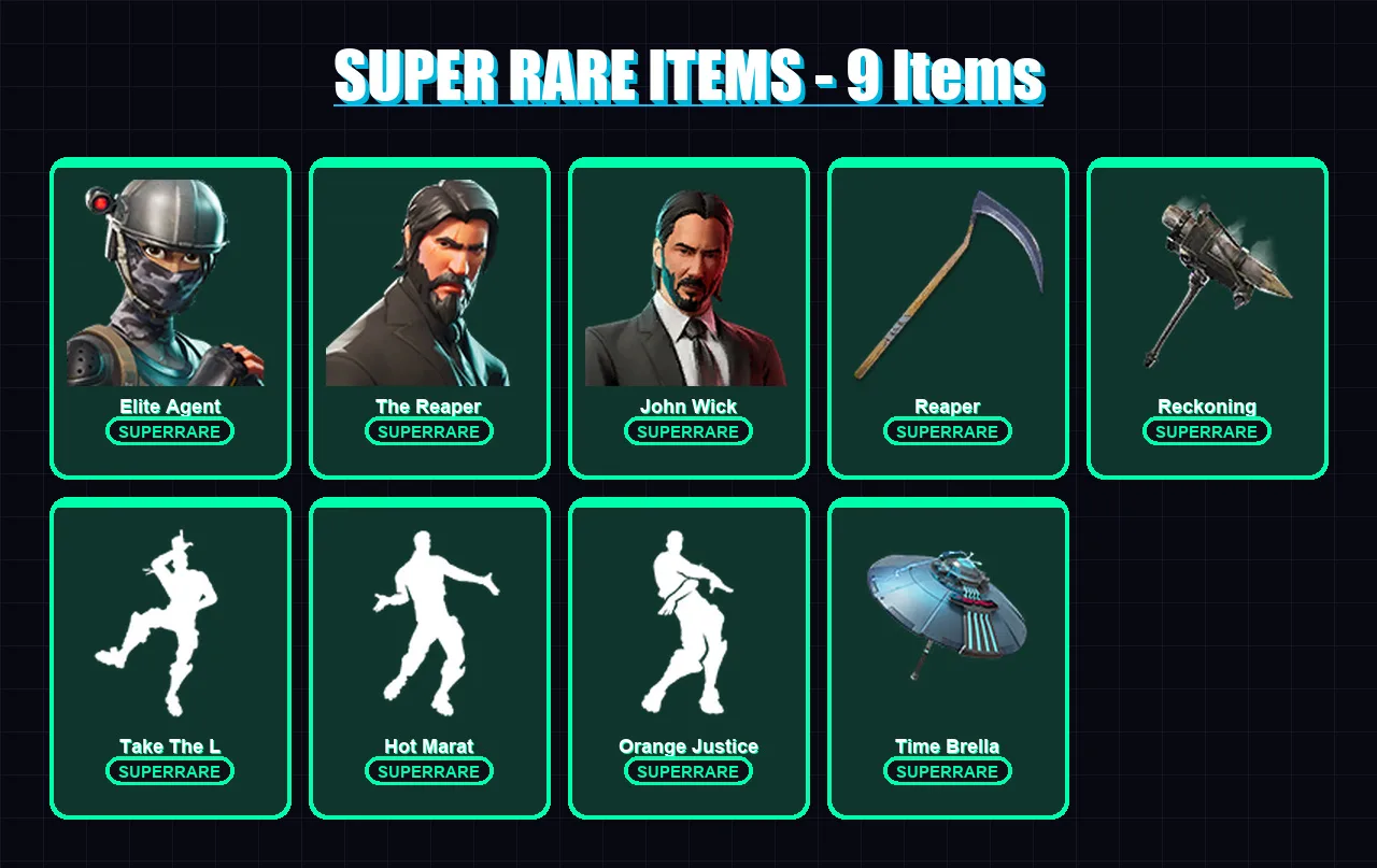 [PC/XBOX] | Elite Agent | The Reaper | John Wick | Zenith | Midas | 90 skin | 97 pickaxe | 98 emote | 100 glider | Lv1176