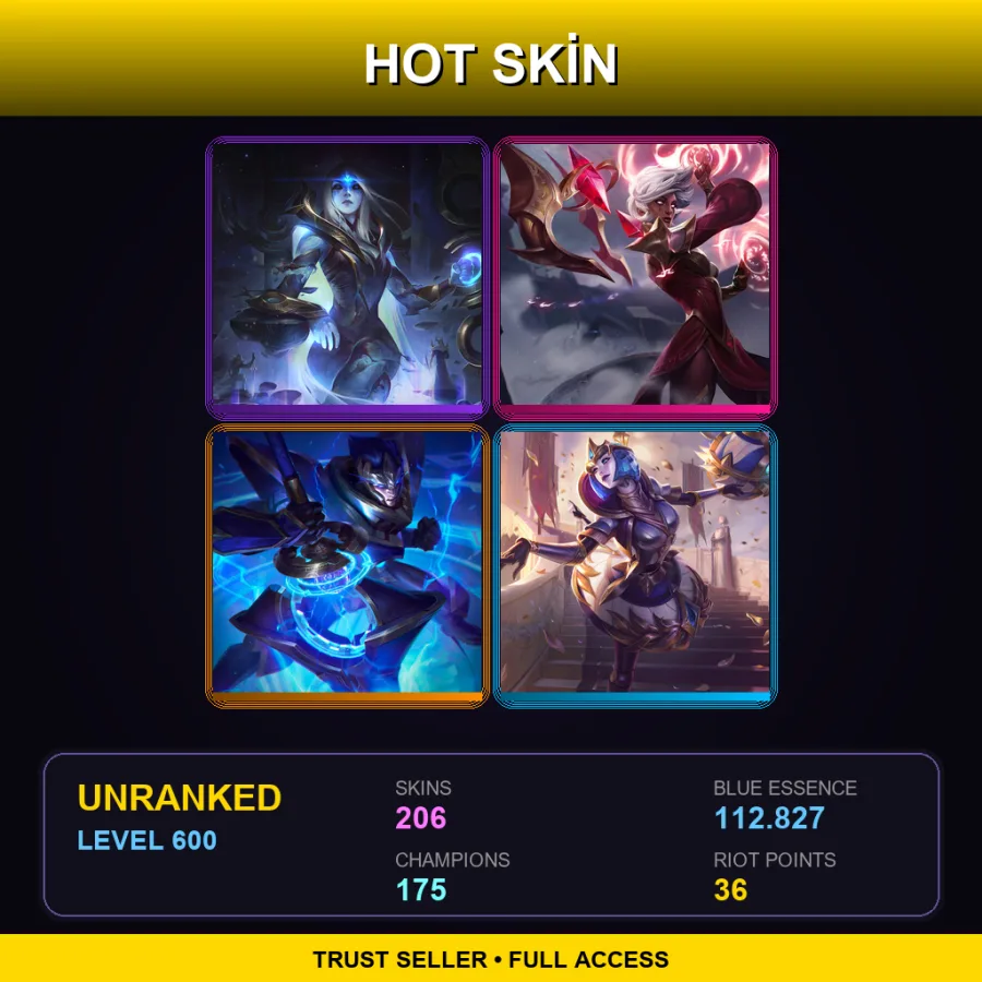 BR | Lv600 | Unranked | 206 Skin | 175 Champ — LoL account