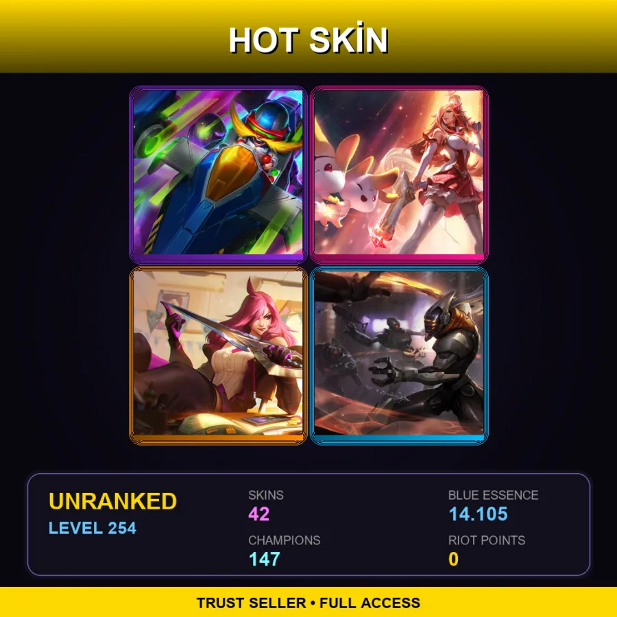 SG | Arcade Corki | Star Guardian Miss Fortune | Battle Academia Katarina | PROJECT: Yi | 42 Skin | 147 Champ | Lv254