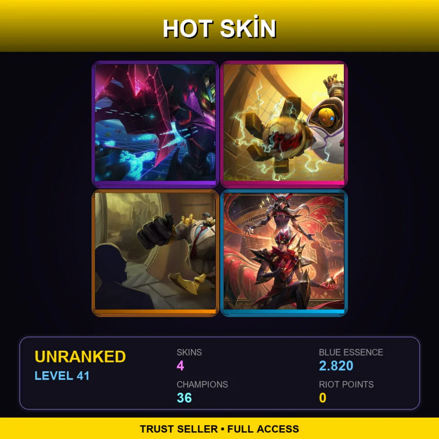 LAN | Lv41 | Unranked | 4 Skin | 36 Champ — LoL account
