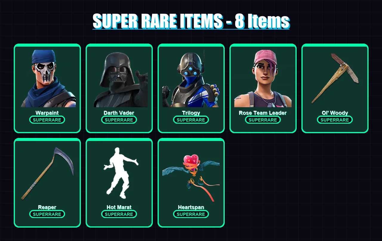 [PC/XBOX/PSN] | Warpaint | Darth Vader | Trilogy | Rose Team Leader | Ronin | 381 skin | 397 pickaxe | 316 emote | 270 glider | Lv4191