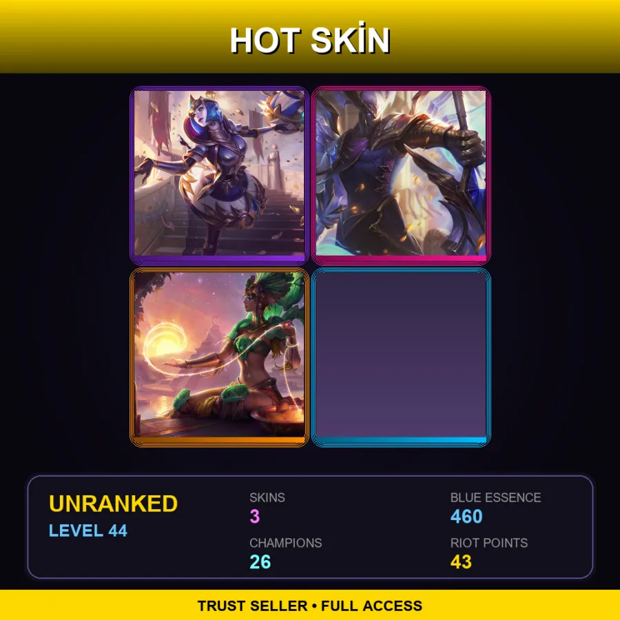 EUW | Lv44 | Unranked | 3 Skin | 26 Champ