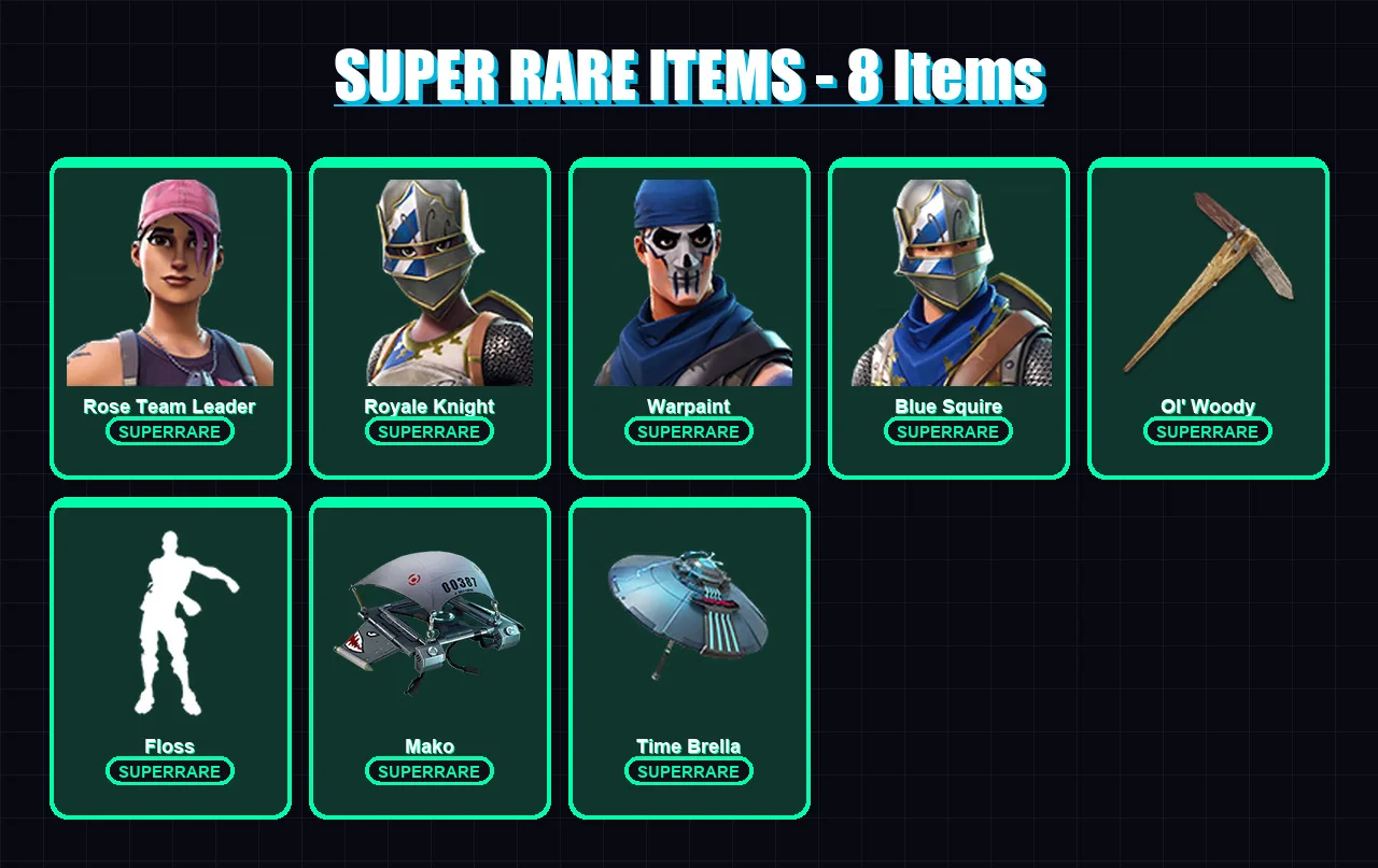[PC/XBOX] | Rose Team Leader | Royale Knight | Warpaint | Blue Squire | Snap | 6 skin | 13 pickaxe | 12 emote | 17 glider | Lv218