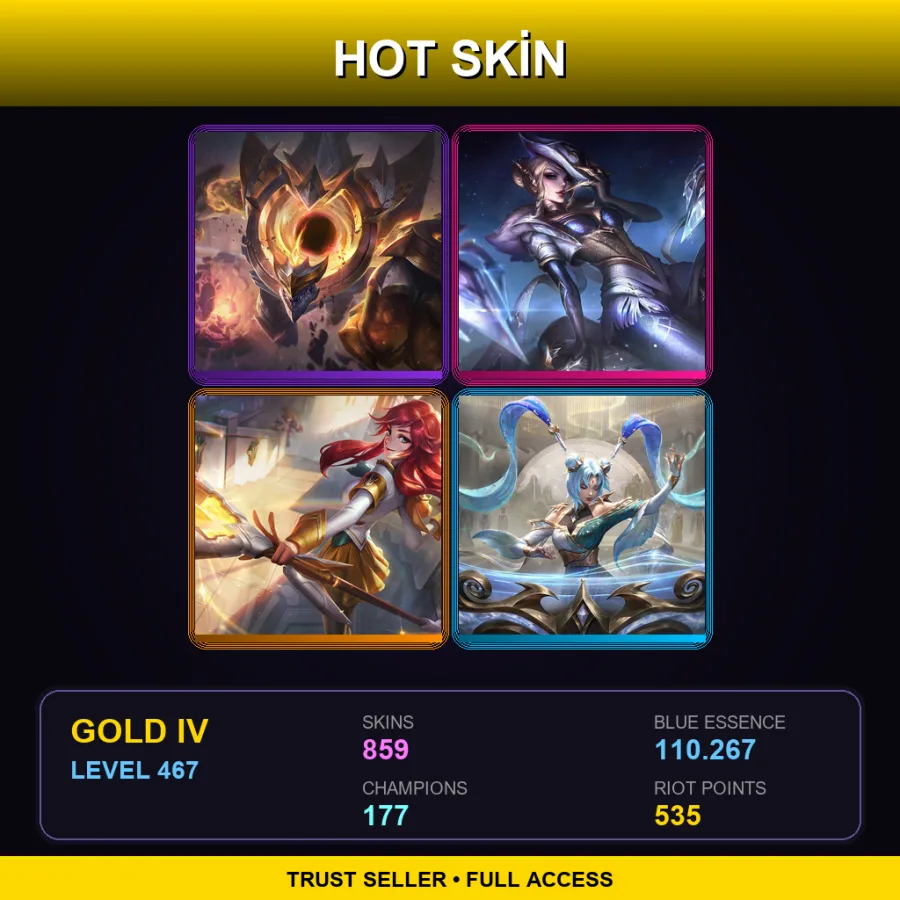 EUW | Lv467 | Gold IV | 859 Skin | 177 Champ — LoL account