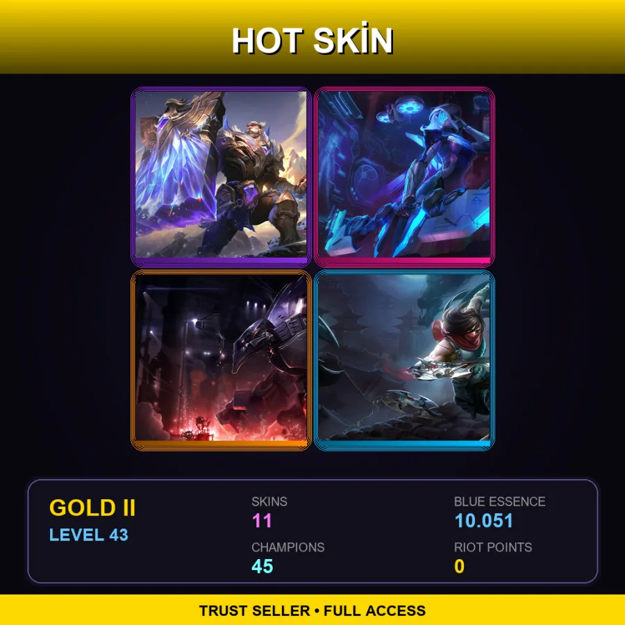 EUW | Lv43 | Gold II | 11 Skin | 45 Champ