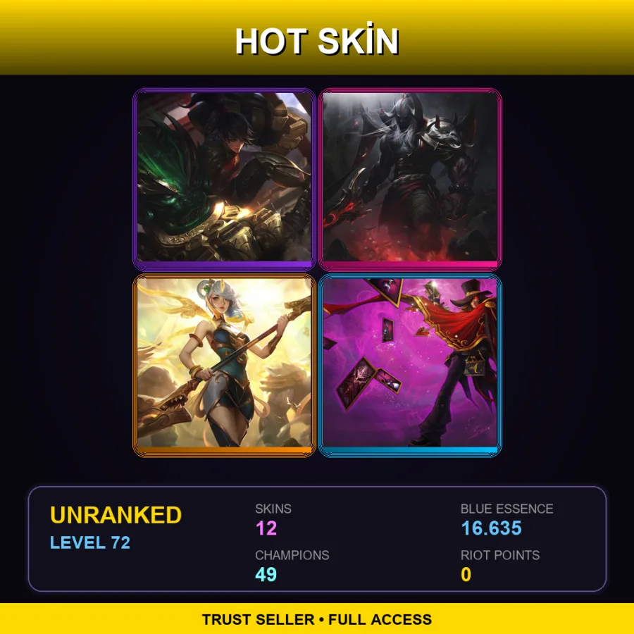 LAN | Lv72 | Unranked | 12 Skin | 49 Champ — LoL account