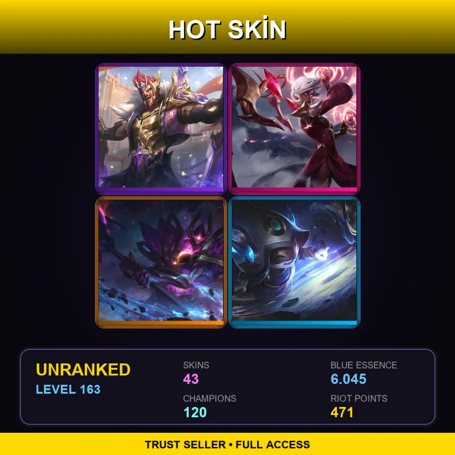 EUW | Lv163 | Unranked | 43 Skin | 120 Champ