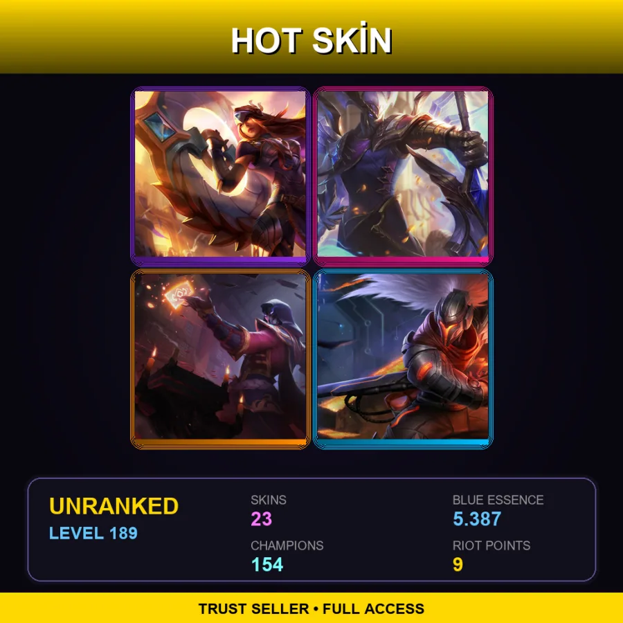VN | Lv189 | Unranked | 23 Skin | 154 Champ — LoL account