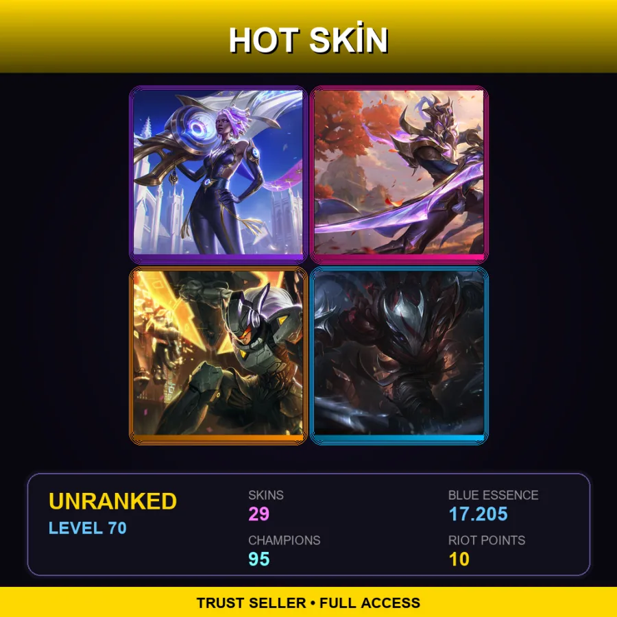 EUNE | Lv70 | Unranked | 29 Skin | 95 Champ — LoL account