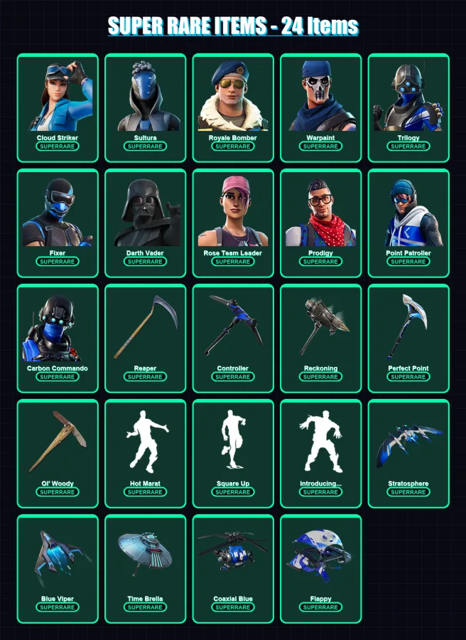 [PC/XBOX/PSN] | Cloud Striker | Sultura | Royale Bomber | Warpaint | Trilogy | 234 skin | 240 pickaxe | 188 emote | 198 glider | Lv2795