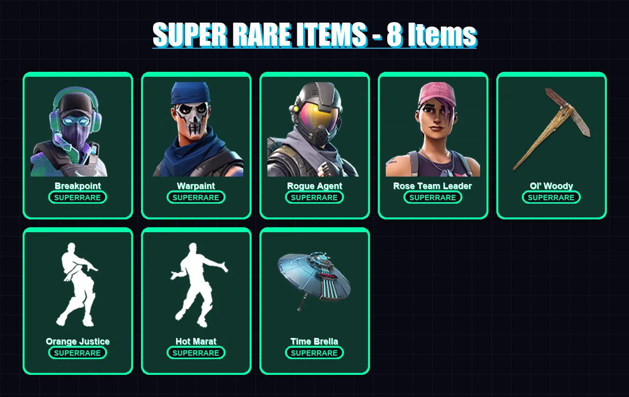 [PC/XBOX] | Breakpoint | Warpaint | Rogue Agent | Rose Team Leader | Paradigm (Reality-659) | 152 skin | 185 pickaxe | 167 emote | 165 glider | Lv23
