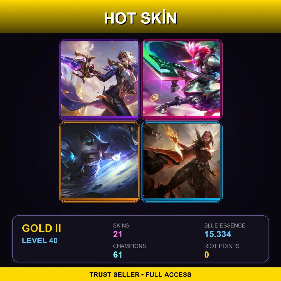 LAN | Lv40 | Gold II | 21 Skin | 61 Champ — LoL account