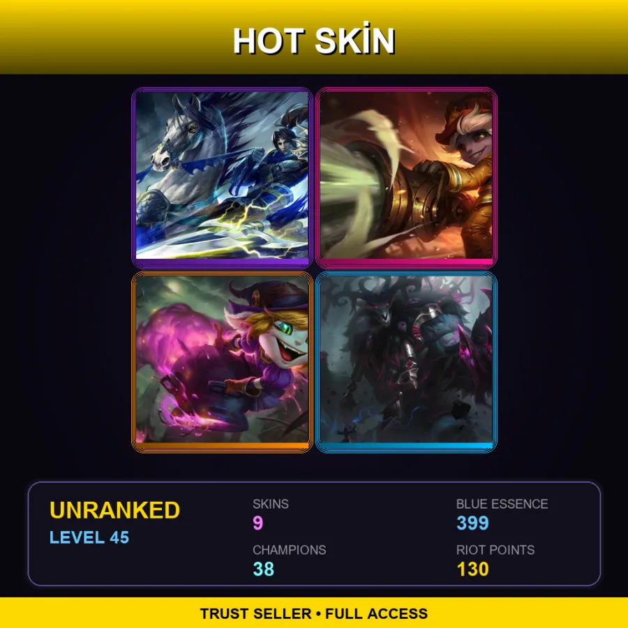 NA | Warring Kingdoms Xin Zhao | Firefighter Tristana | Bewitching Tristana | The Thousand-Pierced Bear | 9 Skin | 38 Champ | Lv45