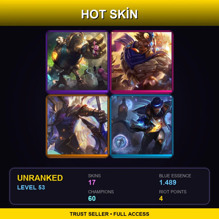 EUW | Lv53 | Unranked | 17 Skin | 60 Champ