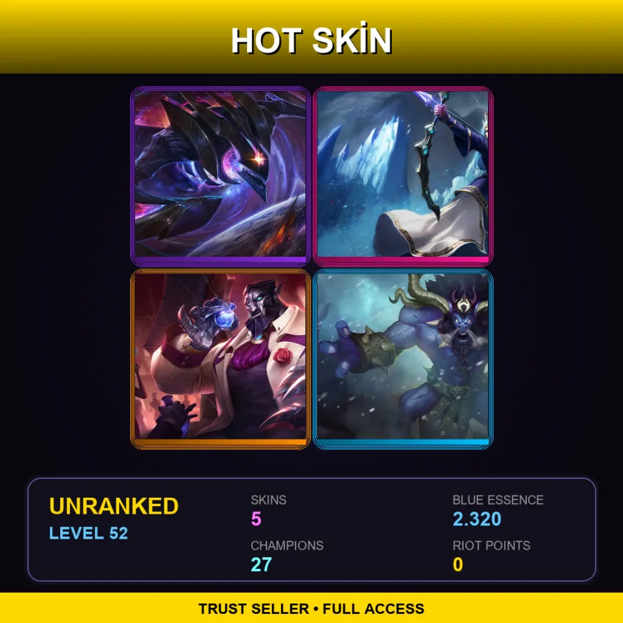 LAS | Lv52 | Unranked | 5 Skin | 27 Champ — LoL account
