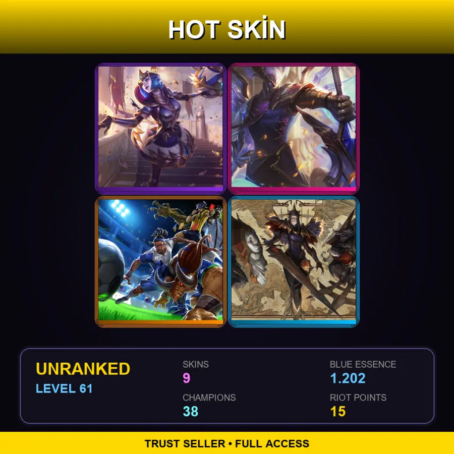 LAS | Lv61 | Unranked | 9 Skin | 38 Champ — LoL account