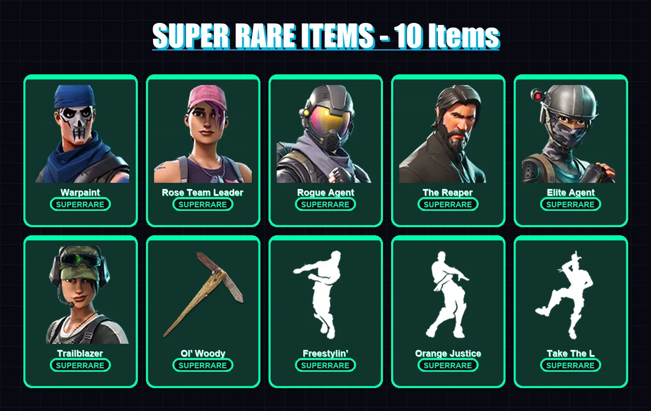 [PC/XBOX/PSN] | Warpaint | Rose Team Leader | Rogue Agent | The Reaper | Elite Agent | 71 skin | 48 pickaxe | 49 emote | 44 glider | Lv690