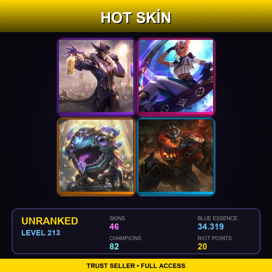 BR | Lv213 | Unranked | 46 Skin | 82 Champ — LoL account