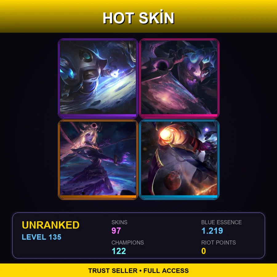 VN | Lv135 | Unranked | 97 Skin | 122 Champ — LoL account