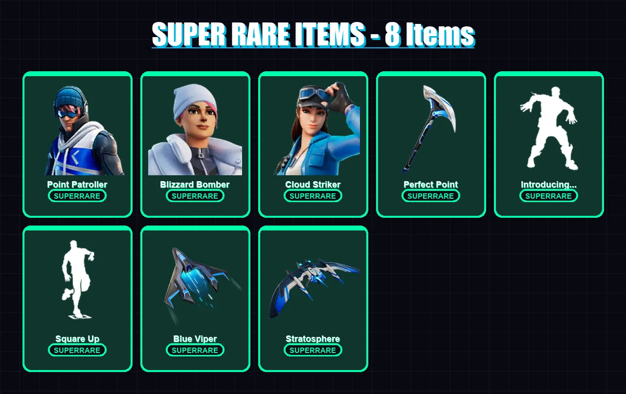 [PS4/PS5/XBOX/PC] | Point Patroller | Blizzard Bomber | Cloud Striker | Midas | Blaze | 36 skin | 43 pickaxe | 50 emote | 50 glider | Lv713
