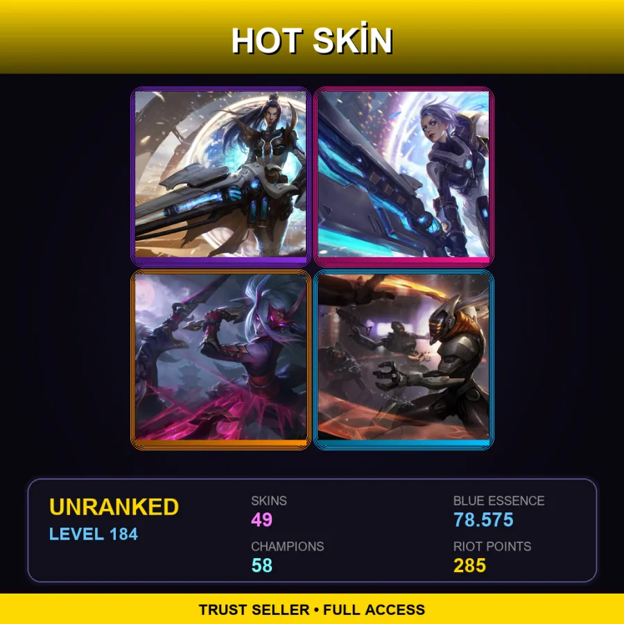 EUW | Lv184 | Unranked | 49 Skin | 58 Champ