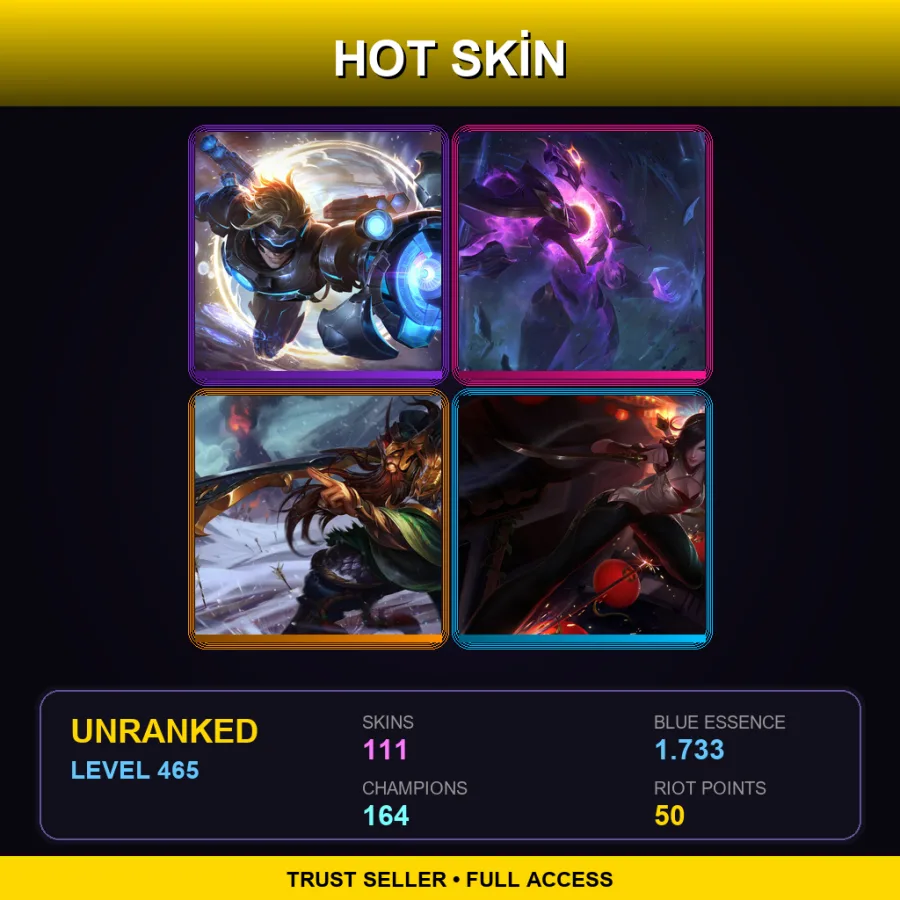 EUNE | Lv465 | Unranked | 111 Skin | 164 Champ